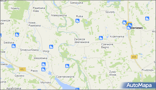 mapa Okrągłe gmina Jeleniewo, Okrągłe gmina Jeleniewo na mapie Targeo