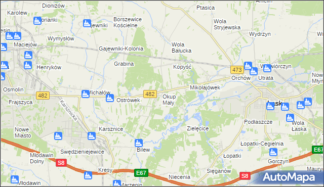 mapa Okup Mały, Okup Mały na mapie Targeo