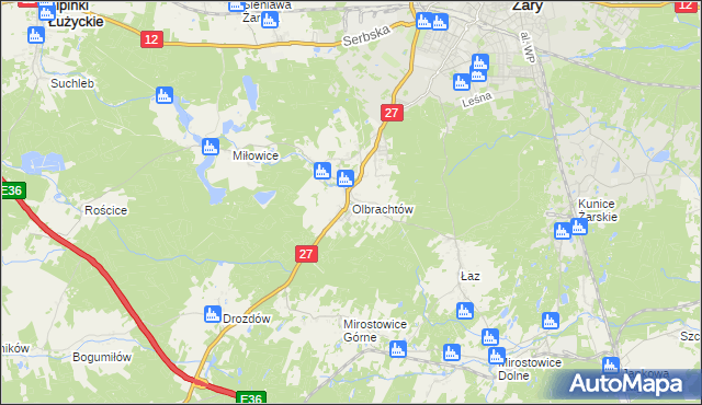 mapa Olbrachtów, Olbrachtów na mapie Targeo