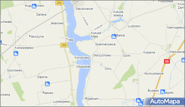 mapa Ołdrzychowo, Ołdrzychowo na mapie Targeo