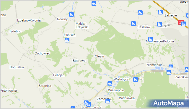 mapa Olesin gmina Gorzków, Olesin gmina Gorzków na mapie Targeo