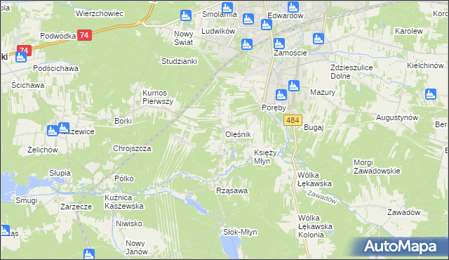 mapa Oleśnik gmina Bełchatów, Oleśnik gmina Bełchatów na mapie Targeo