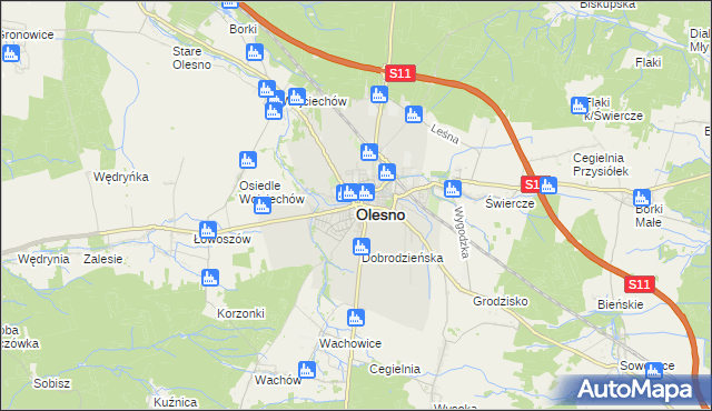 mapa Olesno, Olesno na mapie Targeo