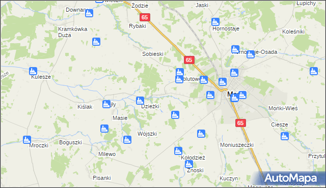 mapa Oliszki gmina Mońki, Oliszki gmina Mońki na mapie Targeo