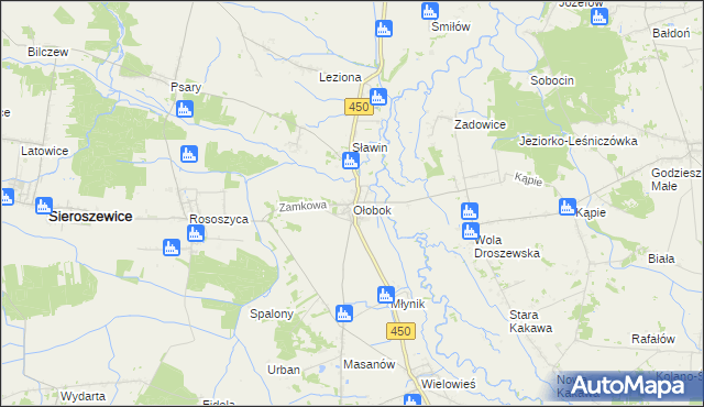 mapa Ołobok gmina Sieroszewice, Ołobok gmina Sieroszewice na mapie Targeo