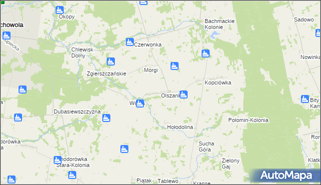 mapa Olszanka gmina Suchowola, Olszanka gmina Suchowola na mapie Targeo