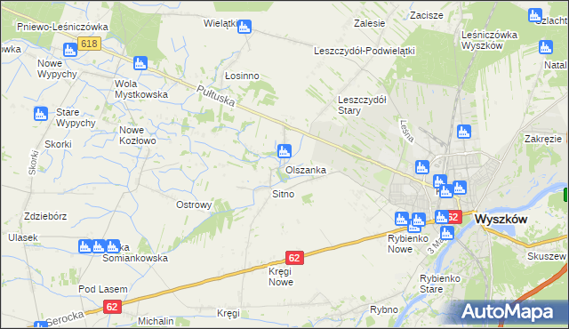 mapa Olszanka gmina Wyszków, Olszanka gmina Wyszków na mapie Targeo