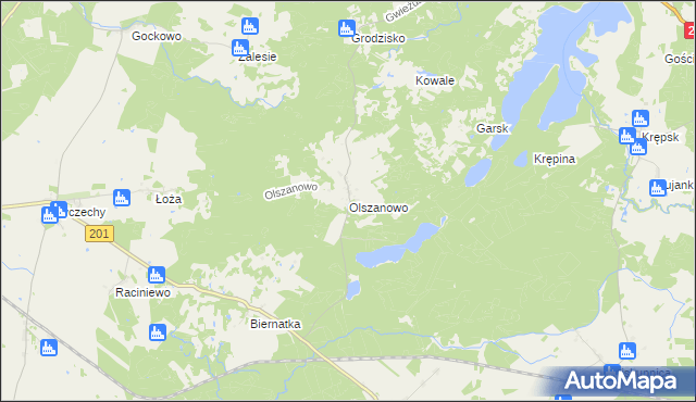 mapa Olszanowo, Olszanowo na mapie Targeo