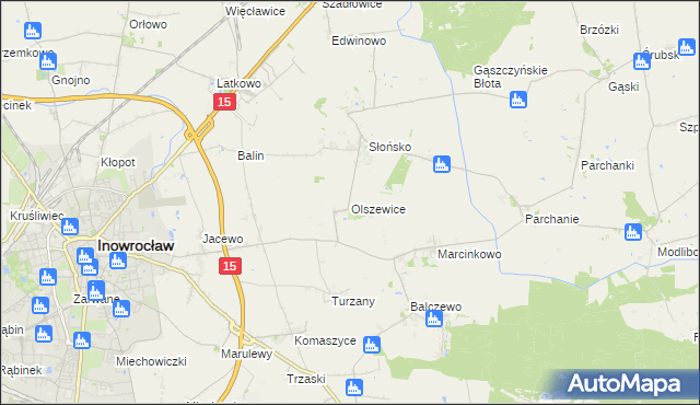 mapa Olszewice gmina Inowrocław, Olszewice gmina Inowrocław na mapie Targeo