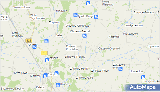 mapa Olszewo-Borzymy, Olszewo-Borzymy na mapie Targeo