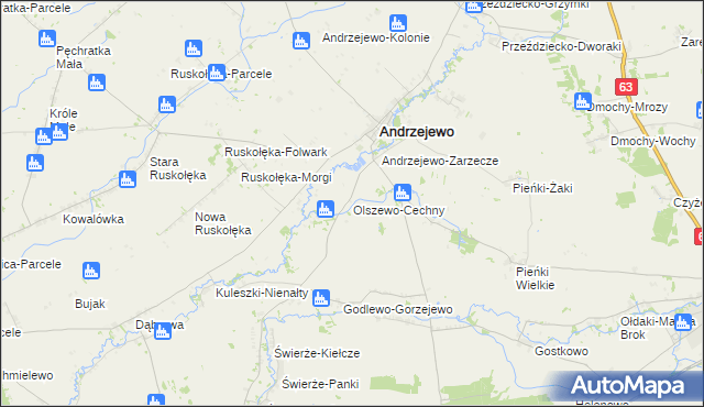 mapa Olszewo-Cechny, Olszewo-Cechny na mapie Targeo