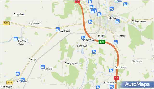 mapa Olszewo gmina Nidzica, Olszewo gmina Nidzica na mapie Targeo