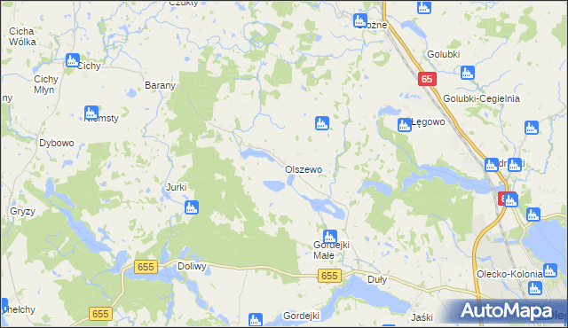 mapa Olszewo gmina Olecko, Olszewo gmina Olecko na mapie Targeo