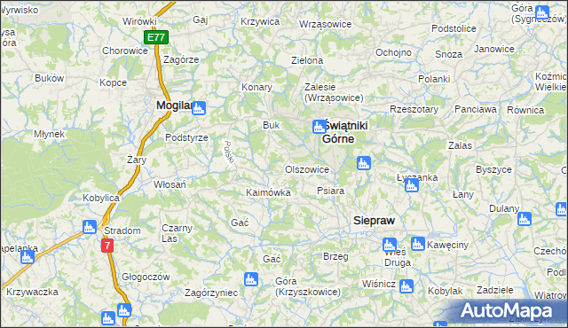 mapa Olszowice, Olszowice na mapie Targeo