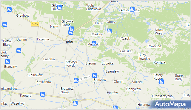 mapa Olszowiec gmina Iłów, Olszowiec gmina Iłów na mapie Targeo