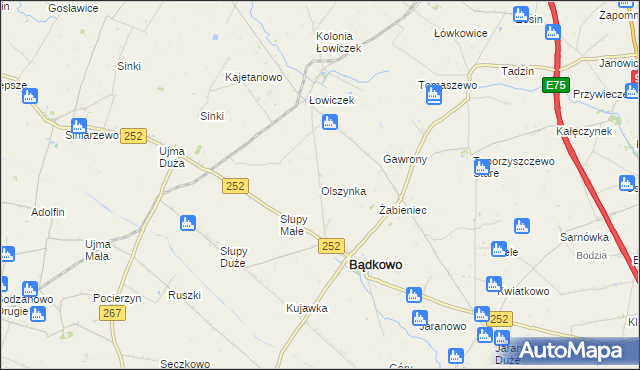 mapa Olszynka gmina Bądkowo, Olszynka gmina Bądkowo na mapie Targeo