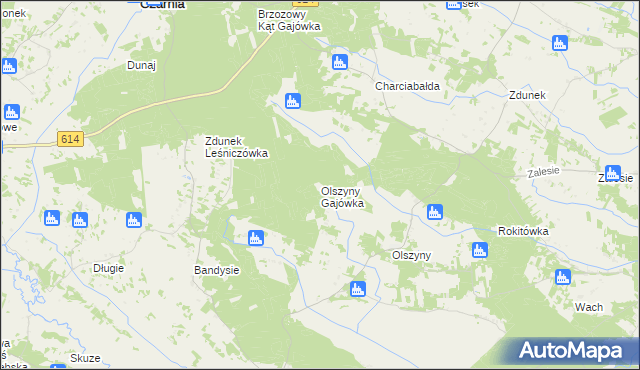 mapa Olszyny Gajówka, Olszyny Gajówka na mapie Targeo