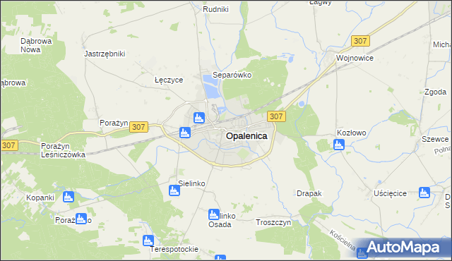 mapa Opalenica powiat nowotomyski, Opalenica powiat nowotomyski na mapie Targeo