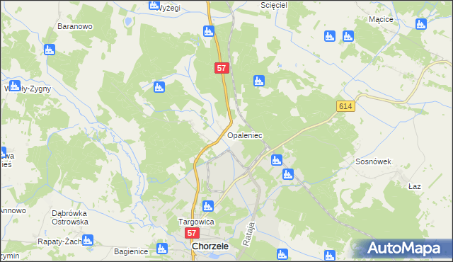 mapa Opaleniec, Opaleniec na mapie Targeo