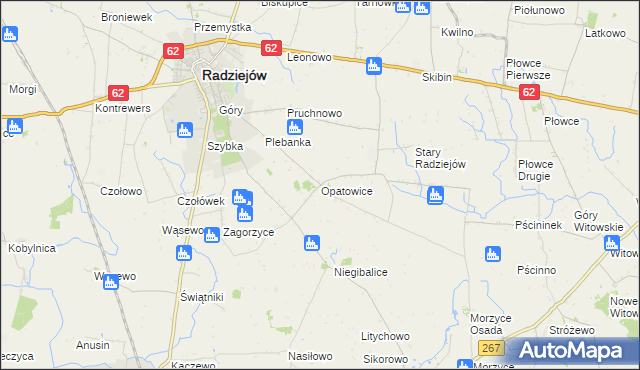 mapa Opatowice gmina Radziejów, Opatowice gmina Radziejów na mapie Targeo