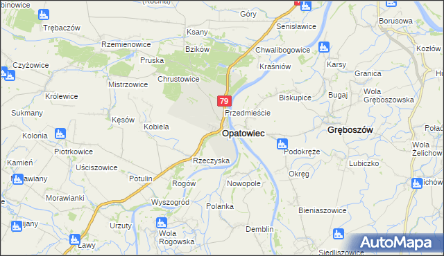 mapa Opatowiec powiat kazimierski, Opatowiec powiat kazimierski na mapie Targeo