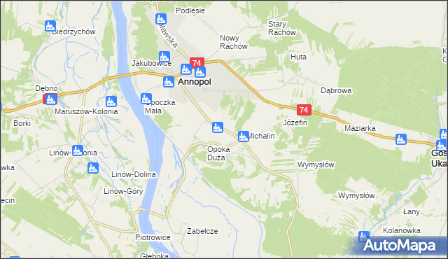 mapa Opoka-Kolonia, Opoka-Kolonia na mapie Targeo