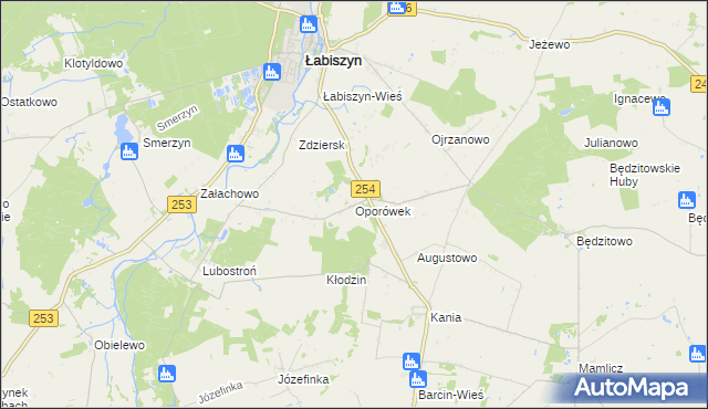 mapa Oporówek gmina Łabiszyn, Oporówek gmina Łabiszyn na mapie Targeo