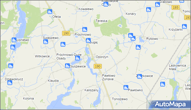 mapa Oporzyn, Oporzyn na mapie Targeo