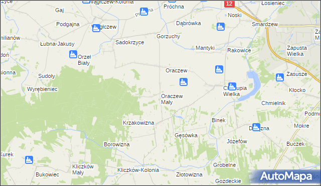 mapa Oraczew Mały, Oraczew Mały na mapie Targeo