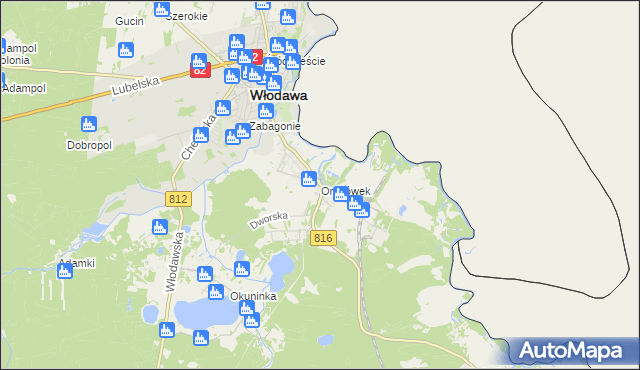 mapa Orchówek gmina Włodawa, Orchówek gmina Włodawa na mapie Targeo