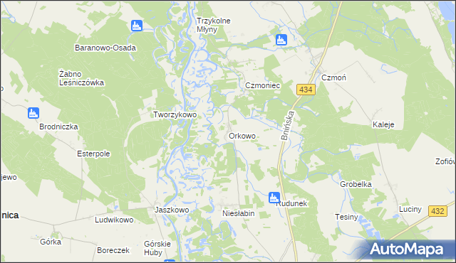mapa Orkowo, Orkowo na mapie Targeo