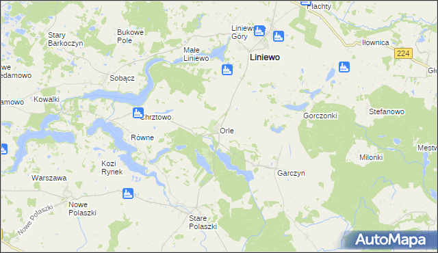mapa Orle gmina Liniewo, Orle gmina Liniewo na mapie Targeo
