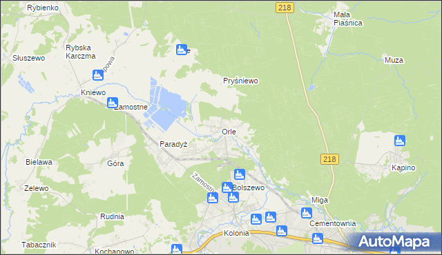 mapa Orle gmina Wejherowo, Orle gmina Wejherowo na mapie Targeo