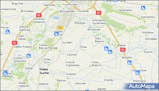 mapa Orłów gmina Nowa Sucha, Orłów gmina Nowa Sucha na mapie Targeo