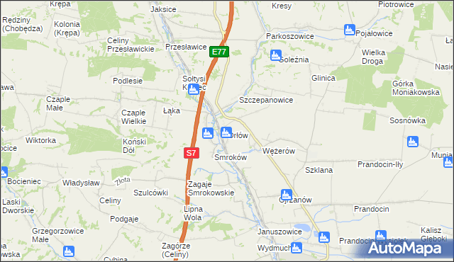 mapa Orłów gmina Słomniki, Orłów gmina Słomniki na mapie Targeo