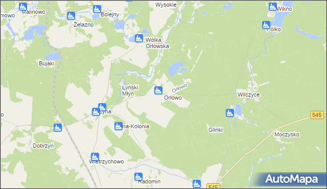 mapa Orłowo gmina Nidzica, Orłowo gmina Nidzica na mapie Targeo