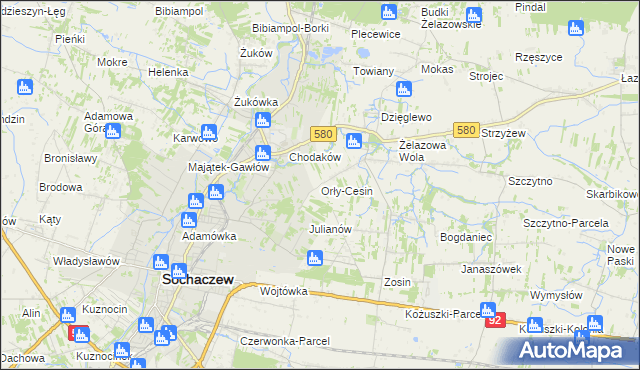 mapa Orły-Cesin, Orły-Cesin na mapie Targeo