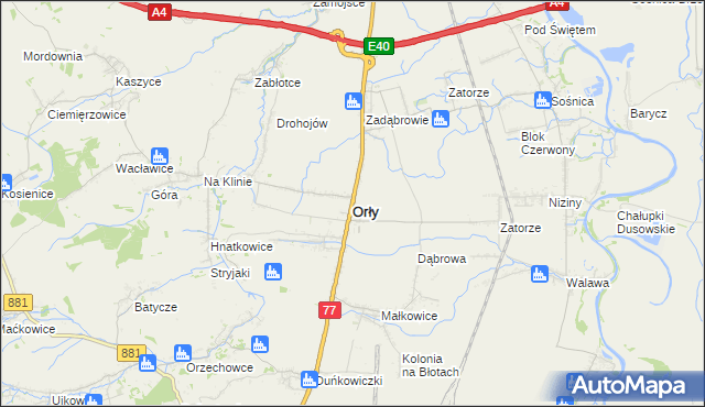 mapa Orły powiat przemyski, Orły powiat przemyski na mapie Targeo