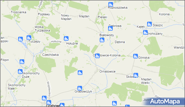 mapa Ornatowice-Kolonia, Ornatowice-Kolonia na mapie Targeo