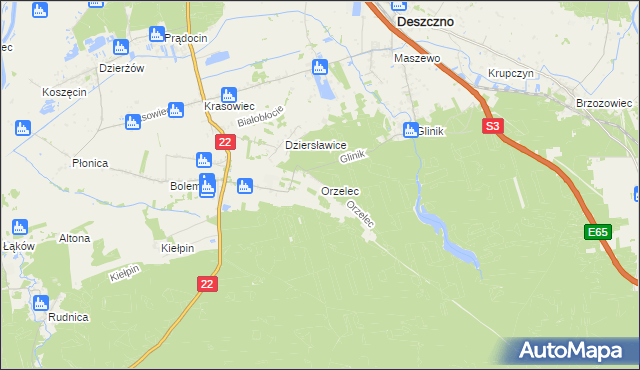 mapa Orzelec, Orzelec na mapie Targeo