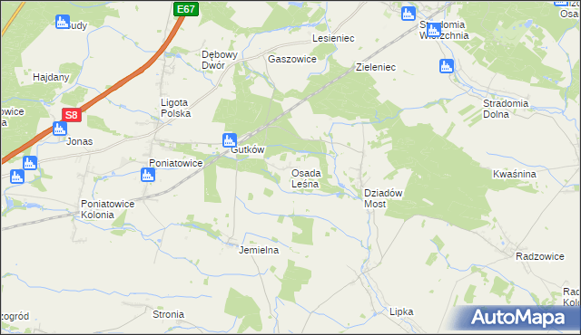 mapa Osada Leśna gmina Oleśnica, Osada Leśna gmina Oleśnica na mapie Targeo