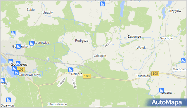 mapa Ościęcin, Ościęcin na mapie Targeo