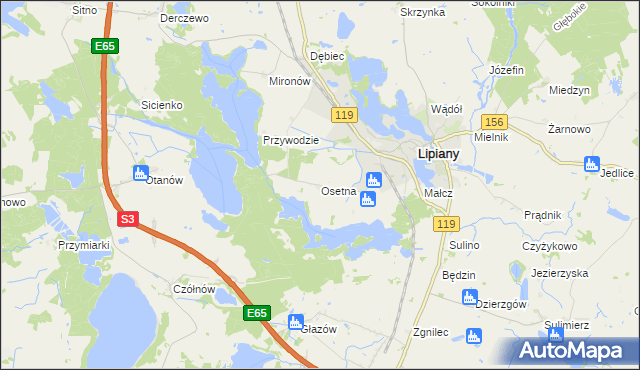 mapa Osetna, Osetna na mapie Targeo