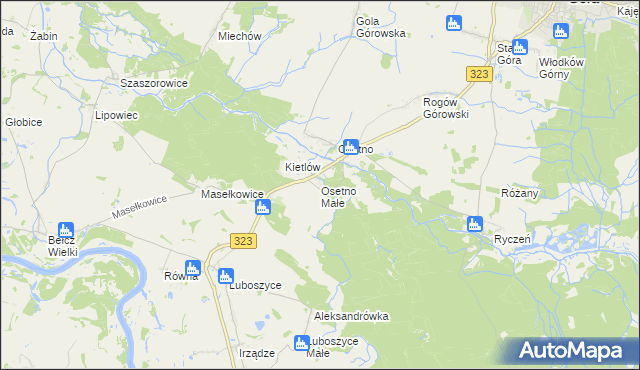 mapa Osetno Małe, Osetno Małe na mapie Targeo