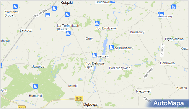 mapa Osieczek gmina Książki, Osieczek gmina Książki na mapie Targeo