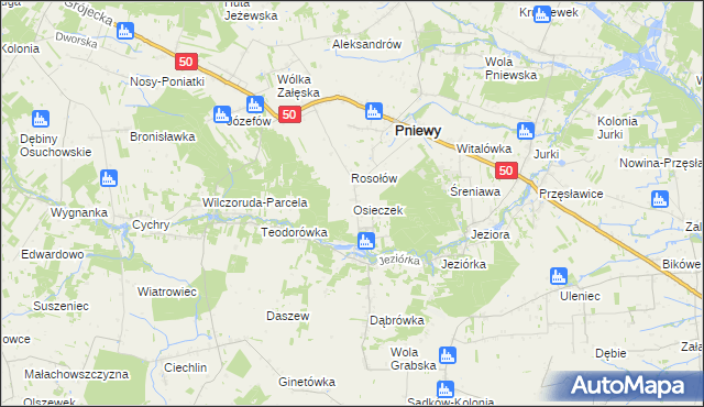 mapa Osieczek gmina Pniewy, Osieczek gmina Pniewy na mapie Targeo