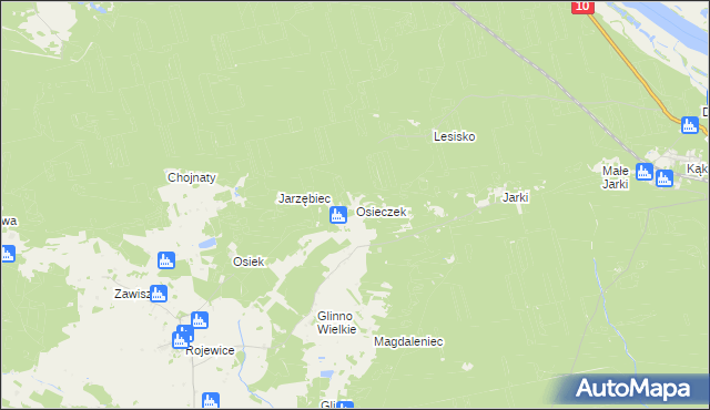 mapa Osieczek gmina Rojewo, Osieczek gmina Rojewo na mapie Targeo