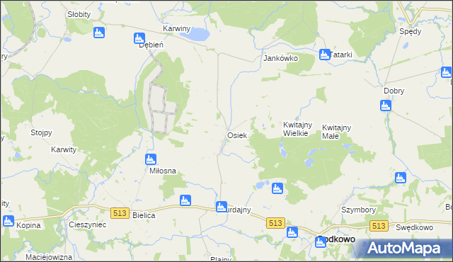 mapa Osiek gmina Godkowo, Osiek gmina Godkowo na mapie Targeo