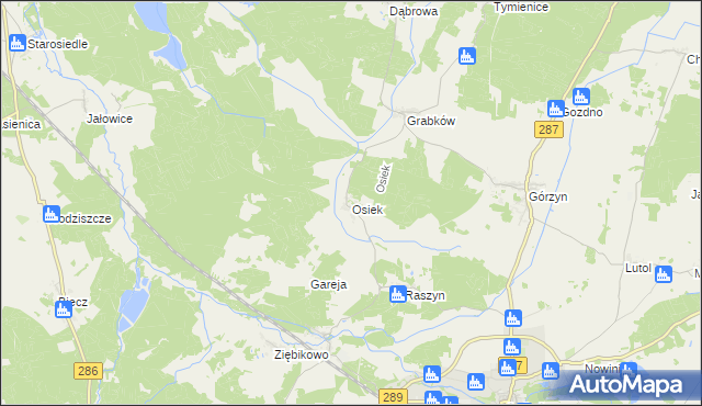 mapa Osiek gmina Lubsko, Osiek gmina Lubsko na mapie Targeo