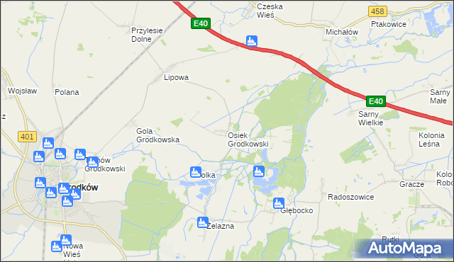 mapa Osiek Grodkowski, Osiek Grodkowski na mapie Targeo